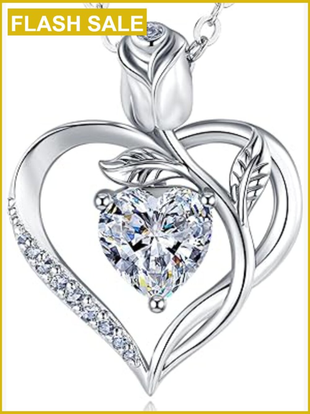 1.2CT Heart Pendant Necklace S925 Sterling Silver 18K Gold Plated